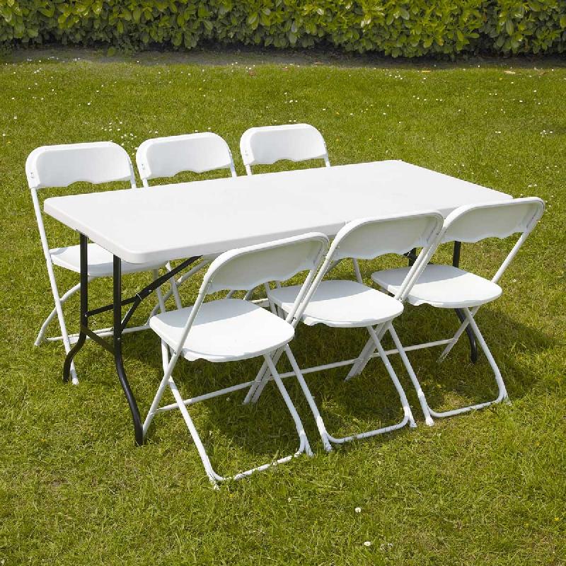 Table et chaises pliantes 152cm 6 places pehd_0