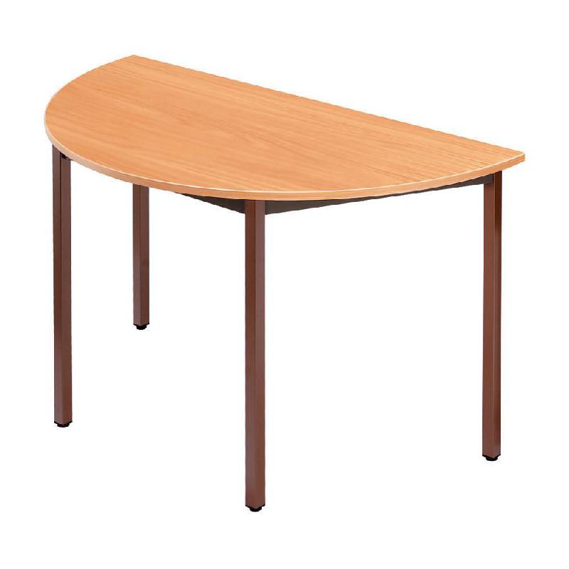 TABLE MODULAIRE DOMINO 1/2 ROND - L. 120 X P. 60 CM - PLATEAU HETRE - PIEDS BRUNS