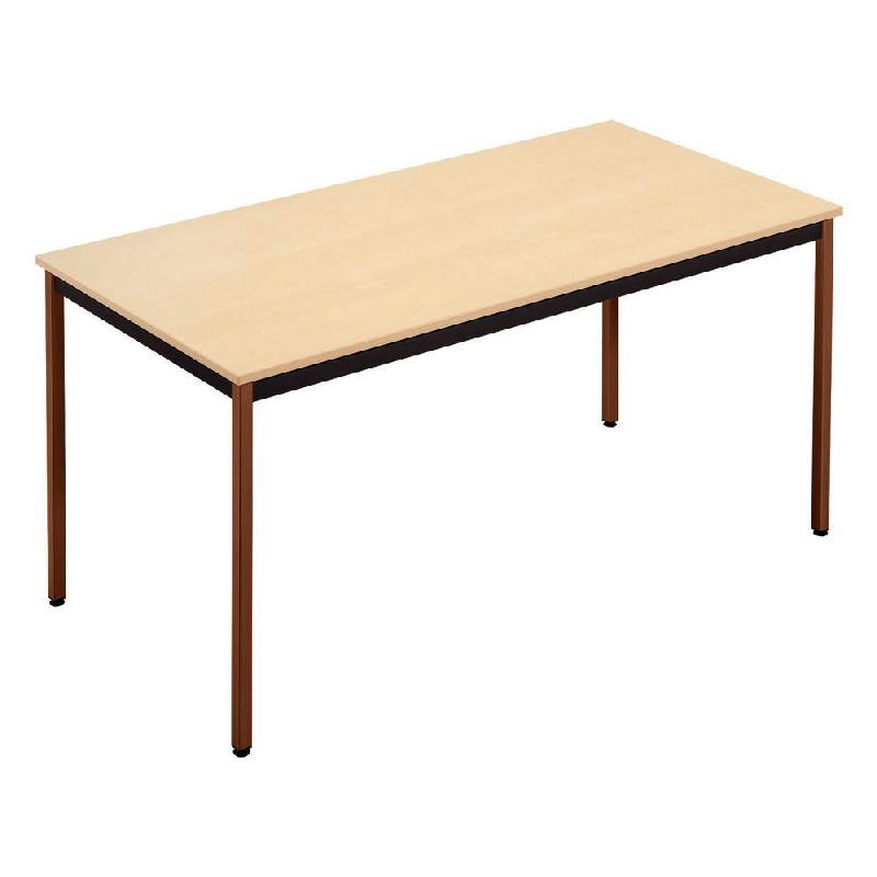 TABLE POLYVALENTE RECTANGLE - L. 160 X P. 80 CM - PLATEAU ERABLE - PIEDS BRUNS
