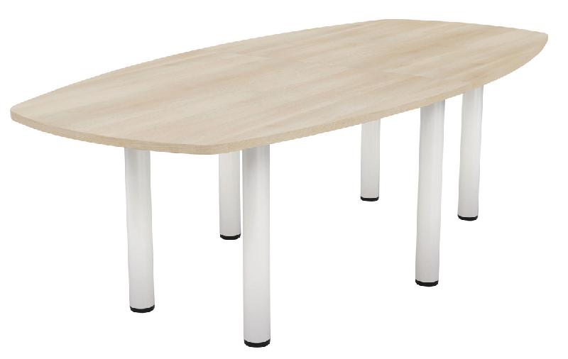 TABLE RÉUNION ELGA PIED TUBE 240X113 CM PLATEAU STRATIFIÉ ACACIA/BLANC - MANUTAN COLLECTIVITÉS