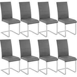 Tectake Lot de 8 chaises Rembourrées avec en cuir synthétique ergonomique gris - 404129 - gris matière synthétique 404129_0