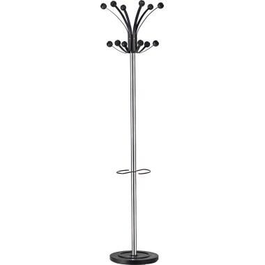 Unilux 400095393 Hakea Portemanteau sur pied à Tête Tournante avec 6 Patères double Porte-Parapluies et Egouttoir 176 x 34 cm Chrome/Noir - 400095393_0