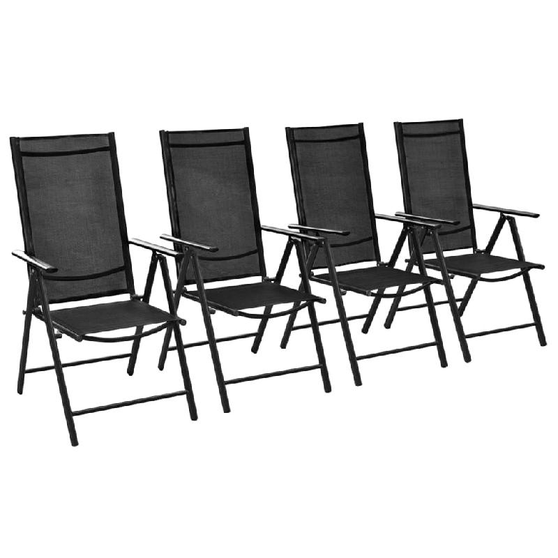 VidaXL Chaises Pliables De Jardin Lot De 4 Aluminium Et Textilène Noir - noir 41731_0