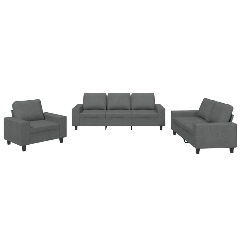VidaXL Ensemble de canapés 3 pcs gris foncé tissu Modèle Zenith Urbain - 3201867_0
