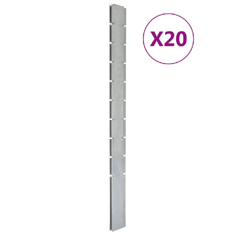 Vidaxl poteaux de clôture 20 pcs argenté 240 cm acier galvanisé 3196194_0