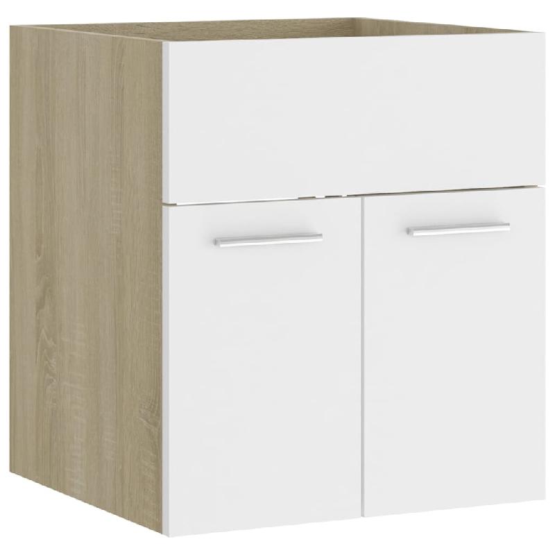 ARMOIRE D\'ÉVIER ET LAVABO INTÉGRÉ 41 X 38,5 X 46 CM SONOMA AGGLOMÉRÉ BLANC/CHÊNE 02_0006525_0