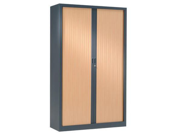 Armoire haute à rideaux bois 1000 x 430 x 1980 mm anthracite poirier rosé_0