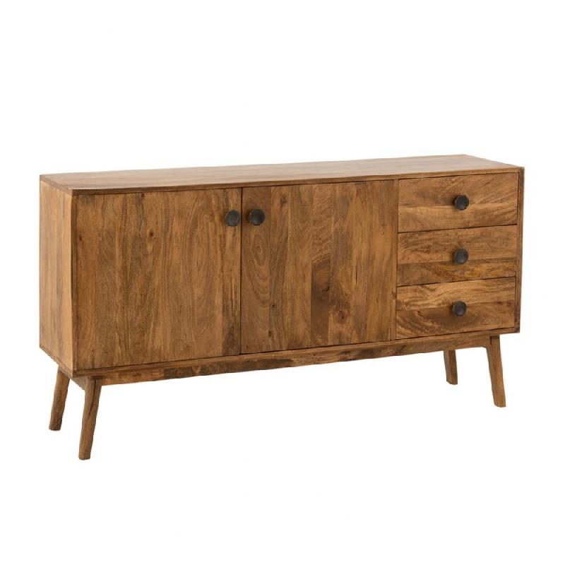 BUFFET BAS DESIGN TANY 2 PORTES 3 TIROIRS MANGUIER MARRON_0