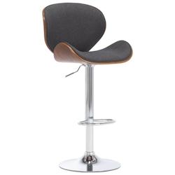 Décoshop26 - Tabouret de bar x1 chaise haute rétro en tissu gris cadre en bois et métal DEC029497 - gris 3000257406188_0