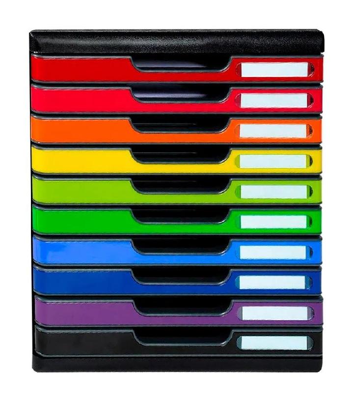Exacompta MODULO A4 10 tiroirs fermés Iderama noir/arlequin brillant - multicolore matière synthétique 302798D_0