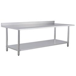 METRO Professional Table de travail avec rebord GWT4187B, acier inoxydable, 180 x 70 x 88 cm, avec fond, pieds réglables anti-corrosion, argenté - A_0