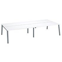 Pôle de 4 bureaux droits blanc L 180 x P 80 cm, piétement métal aluminium - Arch_0