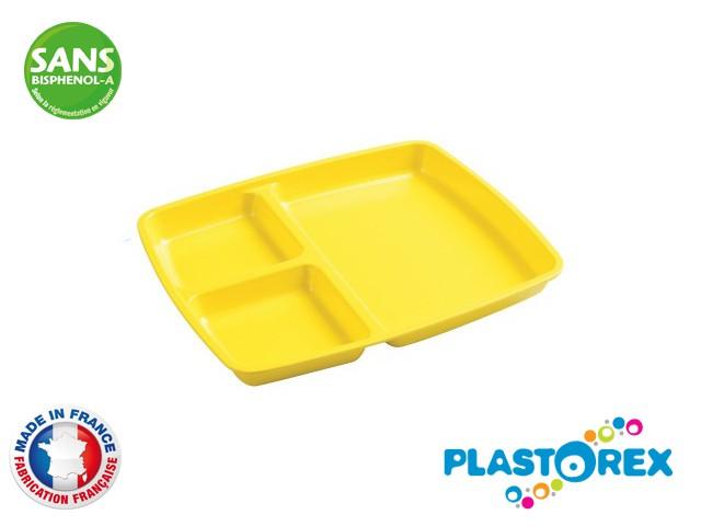 PLATEAU A 3 COMPARTIMENTS MELAMINE JAUNE