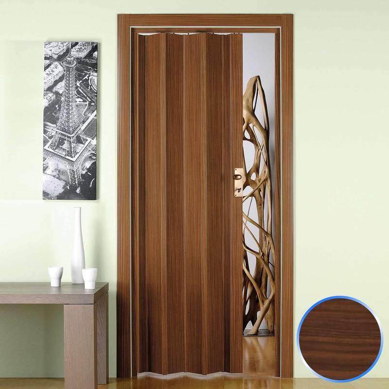 PORTE PLIANTE ACCORDÈON NOYER CLAIR EN PVC 88,5X214CM MOD. LUCIANA