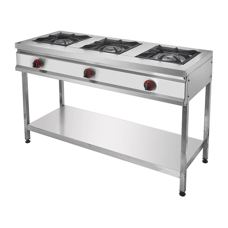 Romux® Cuisinière à Gaz 3 Feux 132x50 cm avec Armoire Horizontal en Acier Inoxydable avec Régulateur de Flamme et Thermocouple | Réchaud à Gaz B_0