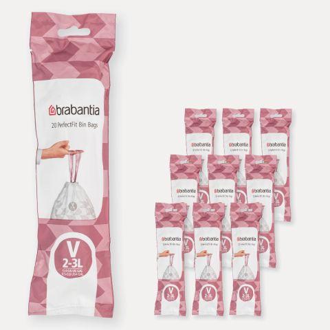 Sacs poubelle PerfectFit Brabantia - Code V (3 litres) - 10 Rouleaux de 20 sacs_0