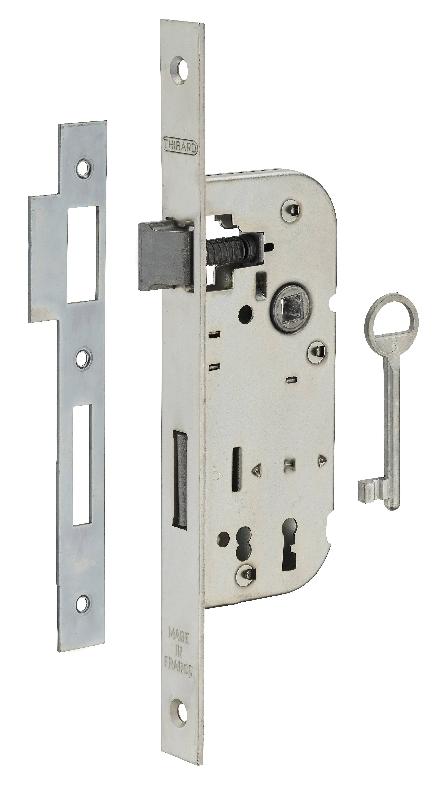 Serrure encastrable THIRARD pour porte intérieure - 1 ou 2 tours - 1 clé - acier zingué_0