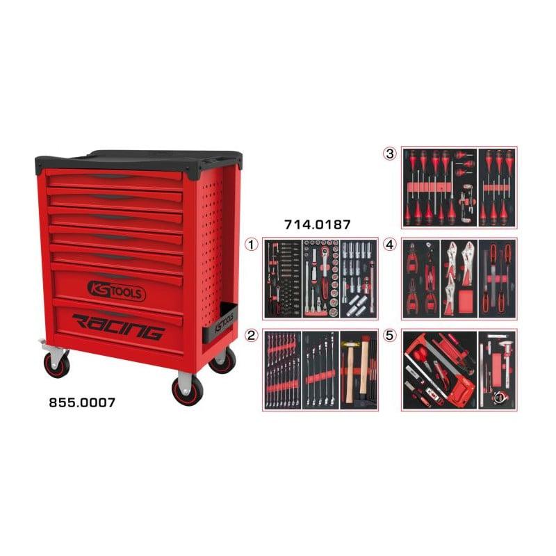 Servante RACING 7 tiroirs équipée de 187 outils - KSTools | 855.7186_0