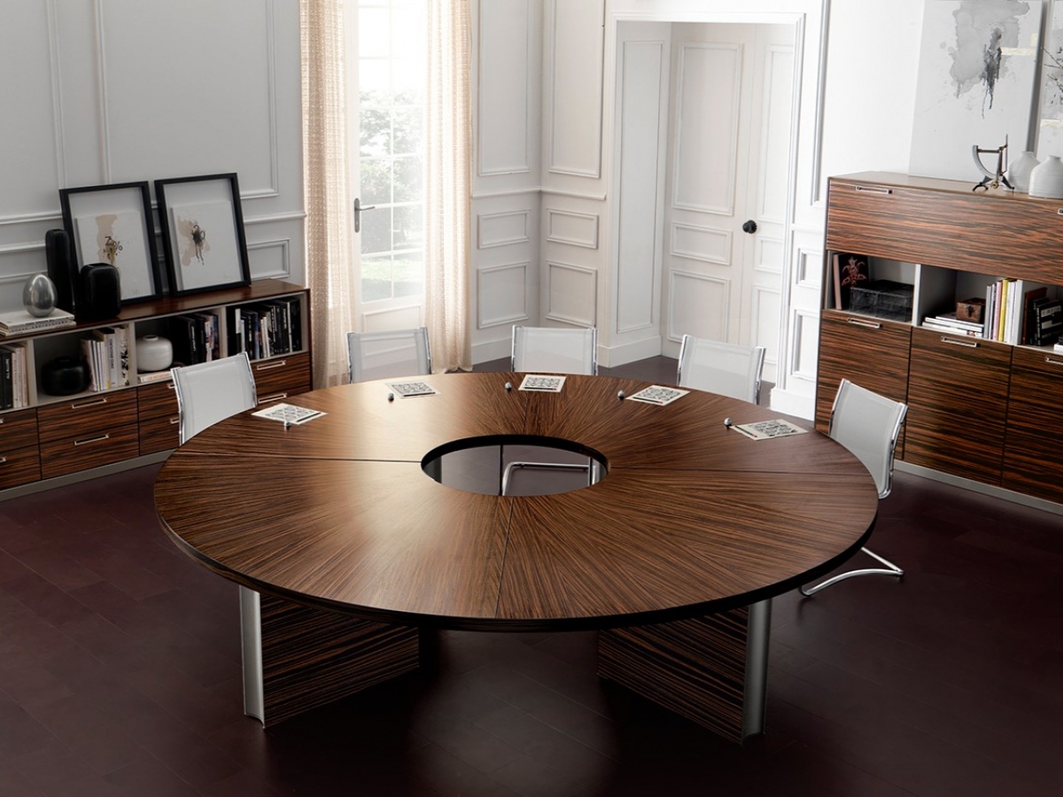 Table de réunion contemporaine en bois - IPSOS - formes géométriques, modulable, finitions haut de gamme_0