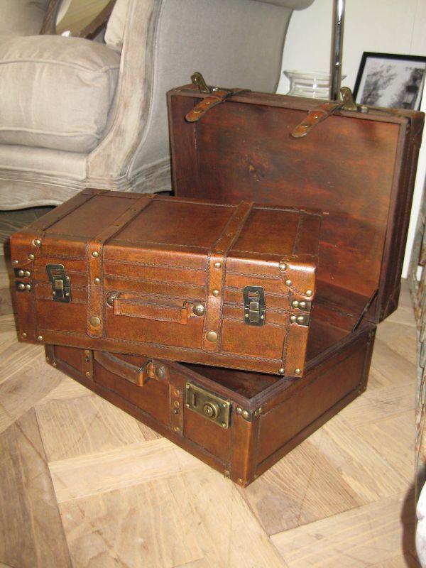 VALISE IMITATION CUIR ET INTÉRIEUR BOIS GRAND MODÈLE