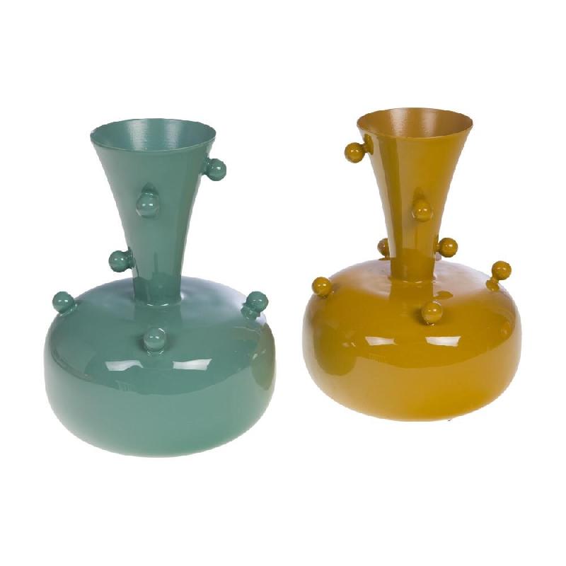 Vase Mia 25 cm en   x2 -  Multicolore Rond Métal Amadeus 18x18 cm - multicolore métal 3520071974262_0