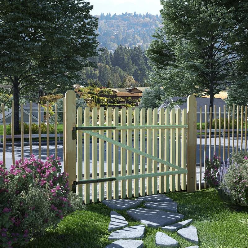 Vidaxl porte de jardin en piquets bois de pin imprégné 100x75 cm 45139_0