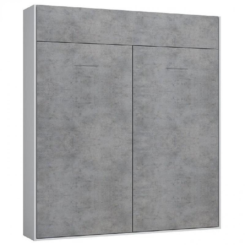 ARMOIRE LIT ESCAMOTABLE DYNAMO BLANC MAT FAÇADE GRIS BÉTON 160 X 200 CM_0