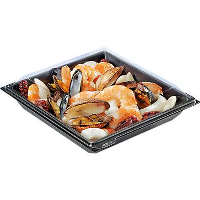 Boîte alimentaire TAKIPACK® 900 en RPET - fond noir avec couvercle transparent - Marque Cenpac_0