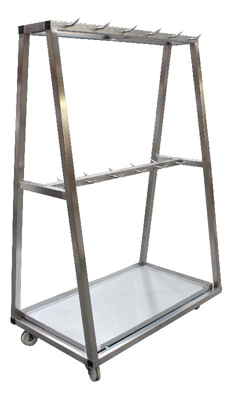 Chariot de détaillage en inox AISI 304 - 22 ou 32 dents - avec bac à sang amovible et roulettes pivotantes_0