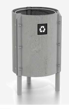Poubelle publique - Releu 90 PA657 en plastique recyclé et recyclable, résistant aux intempéries_0