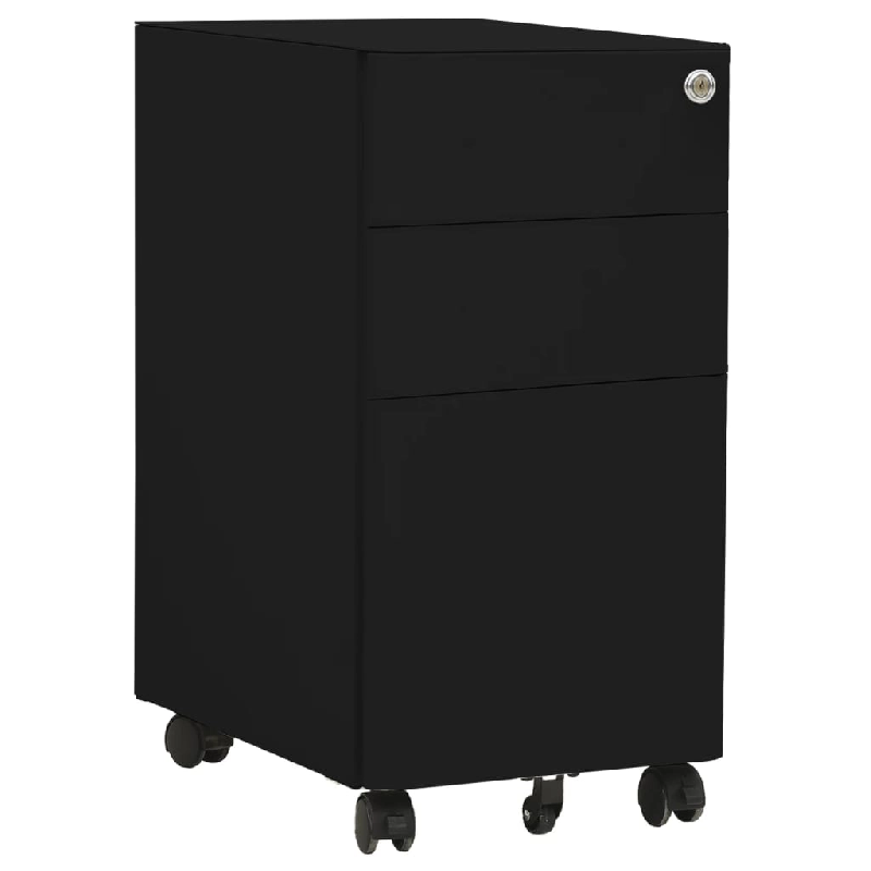 Décoshop26 - Caissons à tiroirs meuble de bureau armoire à dossiers sur roulettes 3 tiroirs 30 x 45 x 59 cm en acier noir DEC024581 - noir 30002547_0
