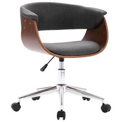 Décoshop26 - Chaise pivotante de salle à manger design contemporain bois courbé et tissu gris CDS020092 - gris 3001054099788_0