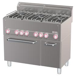 Fourneau 6 feux - Four à convection GN1/1 - Armoire neutre - Diverso - Acier inox - 0615402732451_0