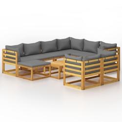 Helloshop26 - Salon de jardin meuble d'extérieur ensemble de mobilier 10 pièces avec coussin bois d'acacia solide 02_0014961 - 3000140391539_0