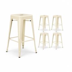 Kosmi Lot de 4 tabourets design industriels – Métal beige brillant – Cuisine, bar, ilot central - beige métal 3760301698029_0