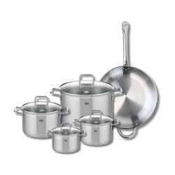 Set de 1 Poêle de cuisson 32 cm et 4 faitouts 14, 16, 20 et 26 cm Elo Profi Citrin - gris Acier inoxydable 18/10 3176239950137_0