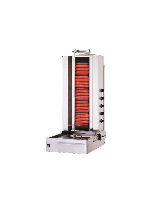 Shoarma électrique - 5 brûleurs vitro - 60-80 Kg - Inox AISI 304 - Référence SK5E_0