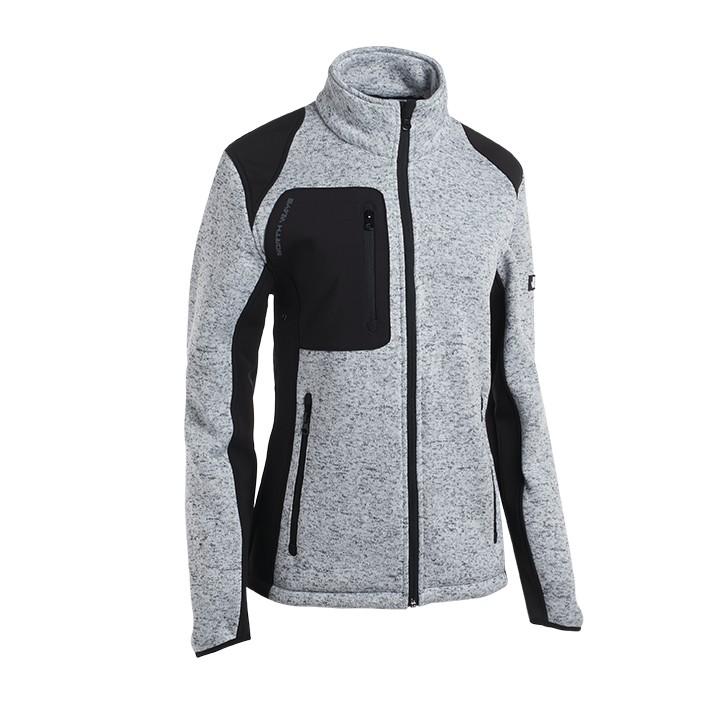 Veste de travail confort femme - M - Maille molletonnée chinée 100% gris clair - Renforts Softshell_0