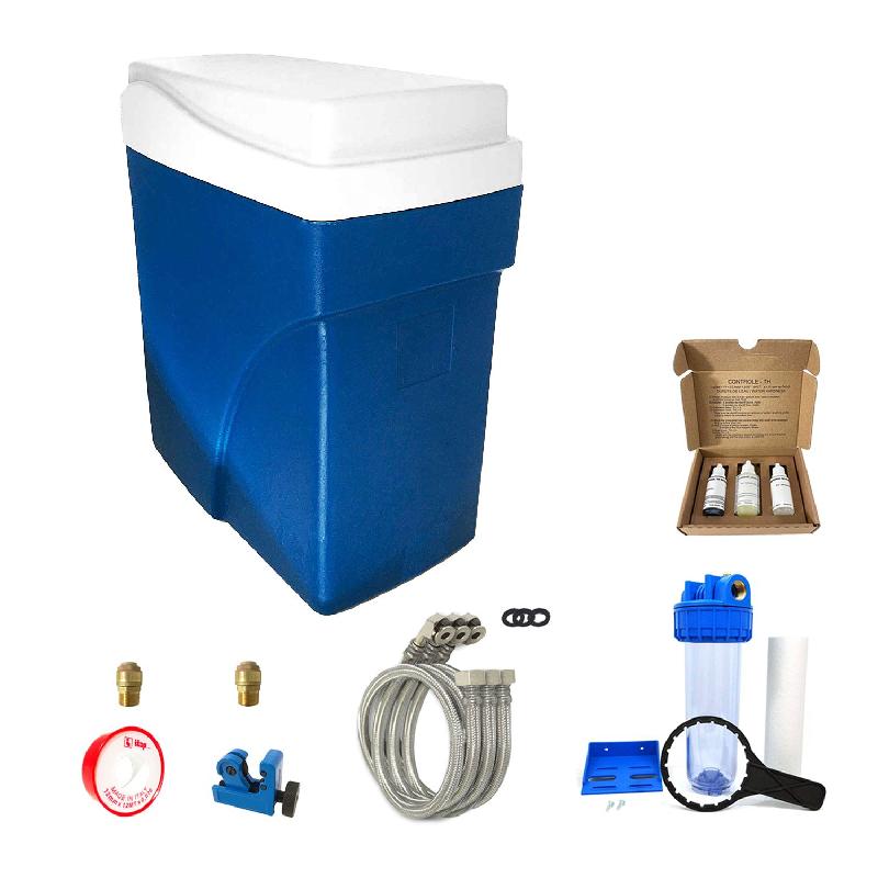 Adoucisseur d'eau sans électricité 1000 l/h 1 à 4 personnes simplex ultra compact complet avec kit d'installation_0