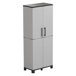 Armoire de rangement 2 portes 4 Etagères Grise 68 x 37 x H169 cm 4 pieds INTEC - gris 3701599321152_0