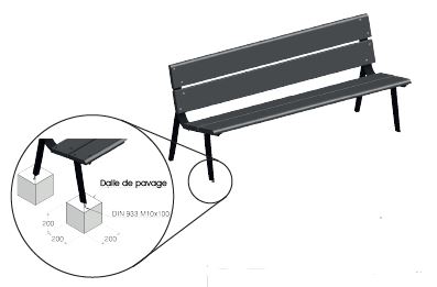 Banc public Clichy Réf. 1064 - Fonte et bois de Guinée - Pieds peint oxiron, lattes fongicide et hydrofuge_0