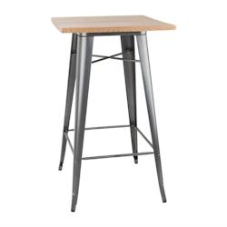 Bolero Table de bar bistrot avec plateau en bois gris - acier FB596_0