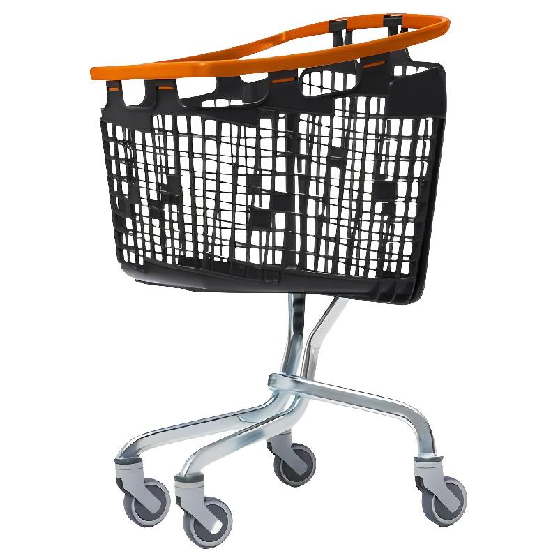 Chariot de magasin 100L - Base en acier zingué - Panier en polypropylène gris foncé RAL 7021 - 587 x 567 x H1012 - Roulettes 120mm - Disponible en 5 coloris - Normes TUV_0