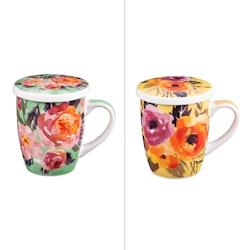 Coffret de 1 tisanière Dahlia avec filtre 36 cl (1 modèle aléatoire  -  Décoré Rond Porcelaine Table Passion 13x cm - multicolore porcelaine 3106_0