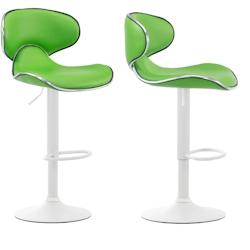 Décoshop26 - Lot de 2 tabourets de bar design contemporain pieds en métal blanc mat assise en synthétique vert 10_0000351 - blanc 3000835869602_0