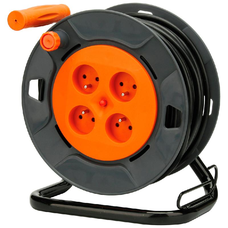 Enrouleur bricolage - Zenitech - 4 prises 16A - câble HO5VV-F 3G1,5mm² - 25m - protection thermique et anti-corrosion_0