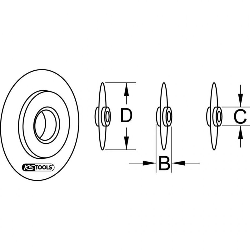 Molette de rechange en acier 4,8x6,1x18mm - KS Tools | 104.5052_0
