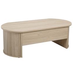 Oviala Business Table basse ovale avec plateau relevable effet bois clair - marron Bois massif 112391_0