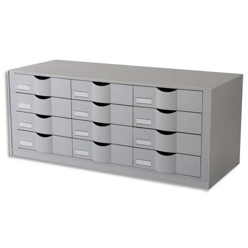 Paperflow bloc classeur à 12 tiroirs pour documents 24 x 32 cm - dimensions l81,3 x h32,9 x p34,2 cm gris_0
