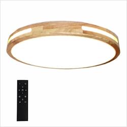 Papuq Plafonnier LED 40W avec télécommande, réglable 2700K-6500K et intensité, Ø40cm, finition blanche et bois chêne naturel. - métal 8436613830772_0